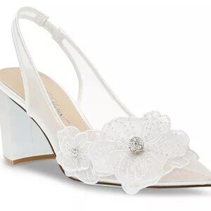 NEW Women's Petra Flower Applique Slingback Evening Pumps Size 9